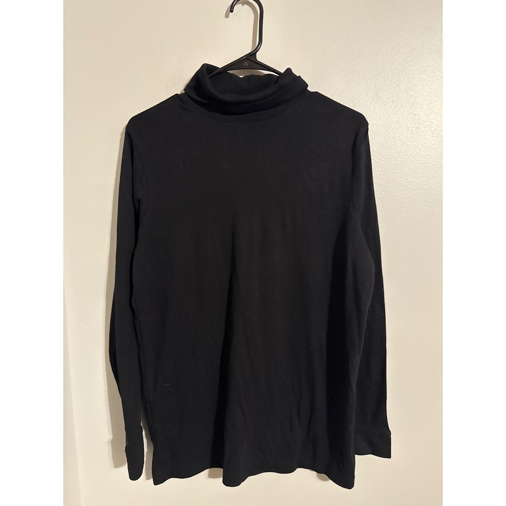 Utopia Wear Mens Black Turtleneck Long Sleeve Shirt Cotton Blend Size Large